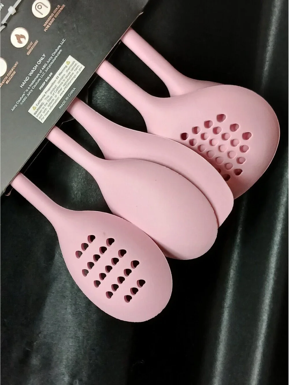 Juicy Couture Pink Silicone 5 Pc Utensil Set Coquette Designer Kitchen NWT